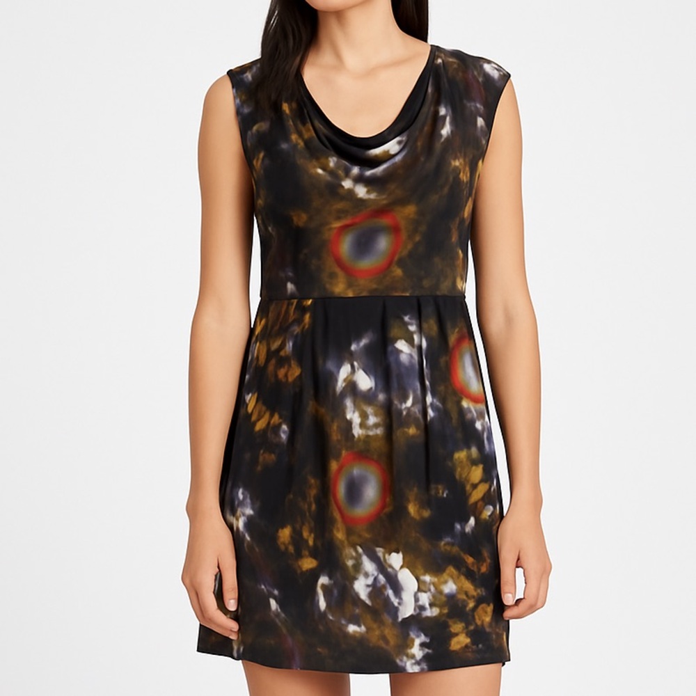 Calvin Klein Abstract Print Cowl Neck Dress Size 12